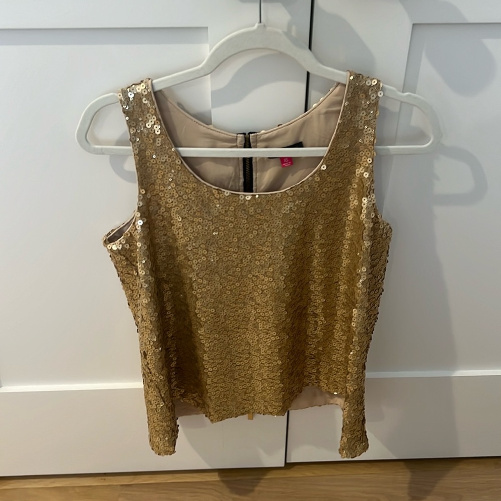 Vince Camuto sequins top. Zipper in the back. Swing style shirt.